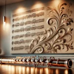 A detailed depiction of a piccolo, emphasizing its sleek design and role in classical and modern music compositions.