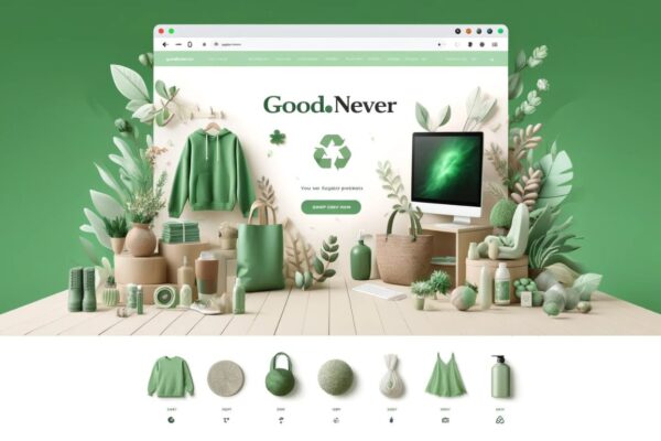 A vibrant and inviting e-commerce homepage representing Goodnever.com and its eco-friendly offerings.