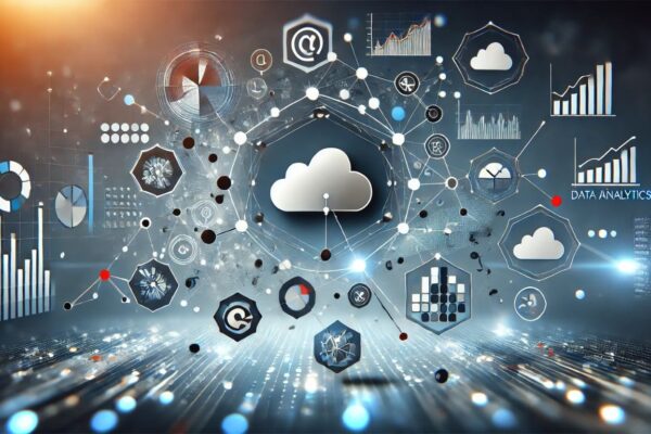 Abstract representation of data analytics and cloud technology, symbolizing Aagmqal's innovative solutions.