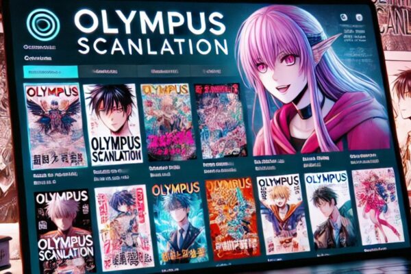 A vibrant depiction of Olympus Scanlation digital manga interface.