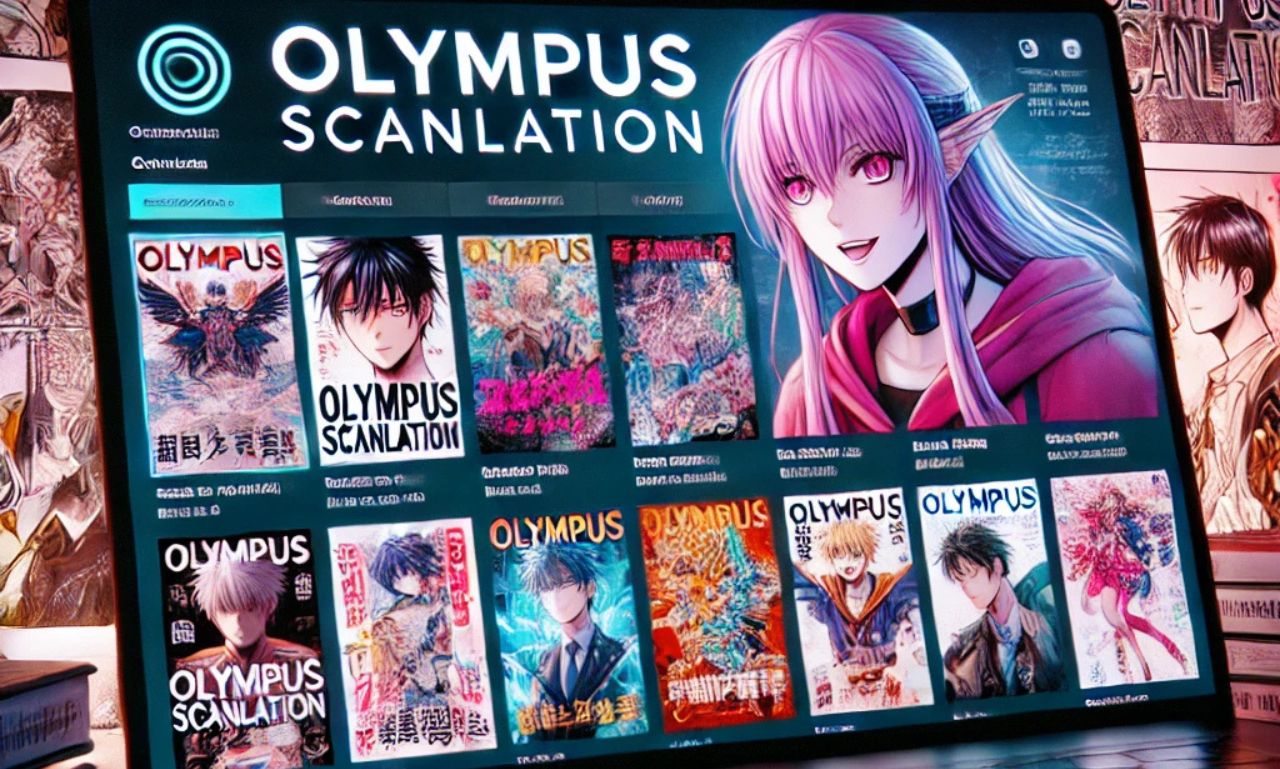 A vibrant depiction of Olympus Scanlation digital manga interface.